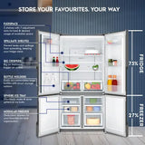 Electrolux 564 Litres Quad Door Frost Free Inverter Refrigerator (EQE5600B-S, Silver)