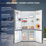 Electrolux 564 Litres Quad Door Frost Free Inverter Refrigerator (EQE5600B-S, Silver)