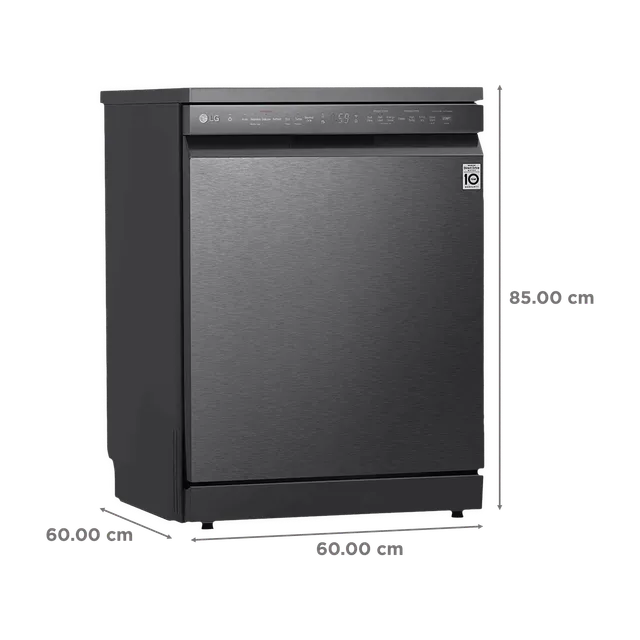LG 14 Place Setting Free Standing Dish Washer with TrueSteam, QuadWash, EasyRack Plus, Wi-Fi Enabled (DFB424FM, Matte Black, Inverter Direct Drive Motor)