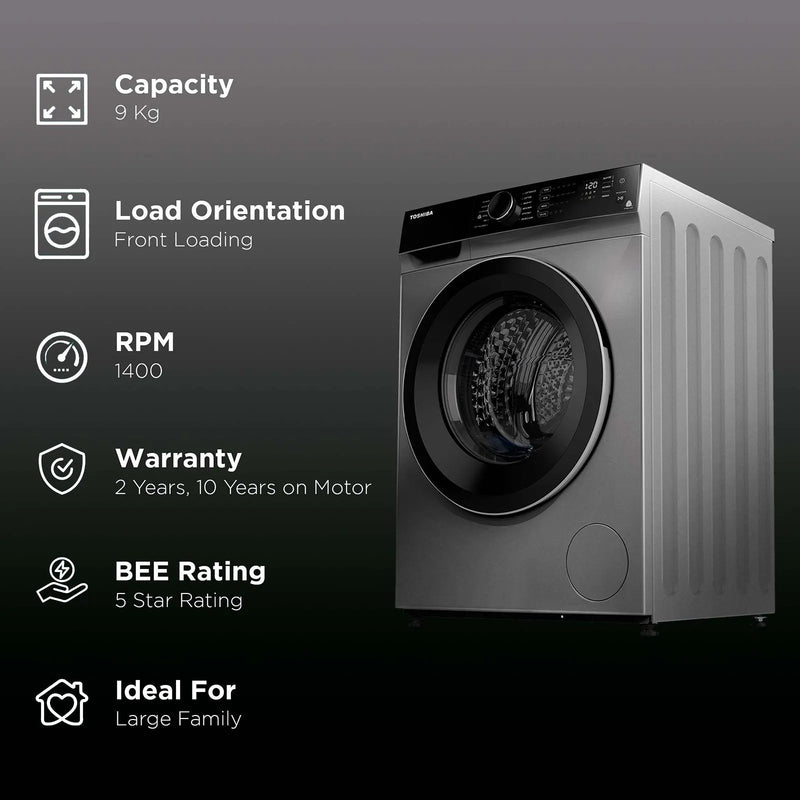 TW-BJ100M4-IND(SK), TOSHIBA FAFL 9.0 KG,T03 SERIES,SILVER COLOR (open Box Like New)
