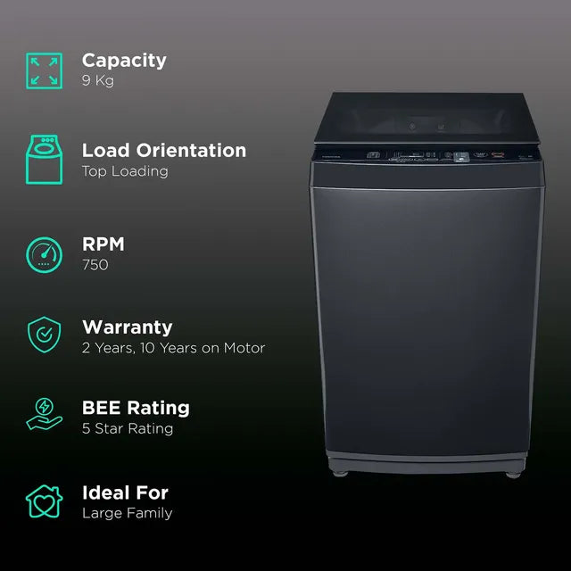 TOSHIBA 9 kg 5 Star Inverter Fully Automatic Top Load Washing Machine (AW-DJ1000F-IND, i-Clean Function, Silver)