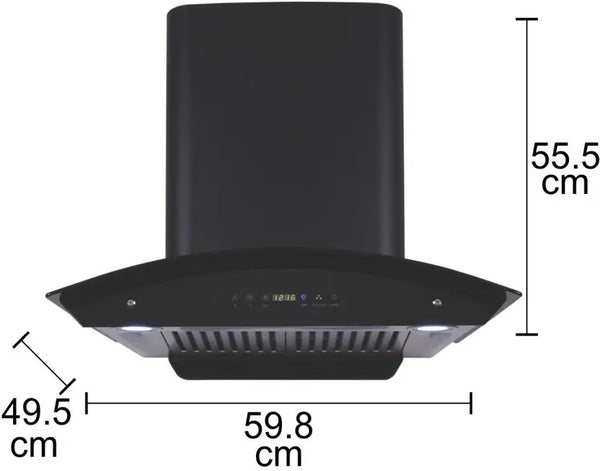 Hindware Chromia Black 90 Cm Wall Mounted Chimney (Motion Sensor,1200 M3/Hr Filter-less, Touch Control, Black -Made In India)