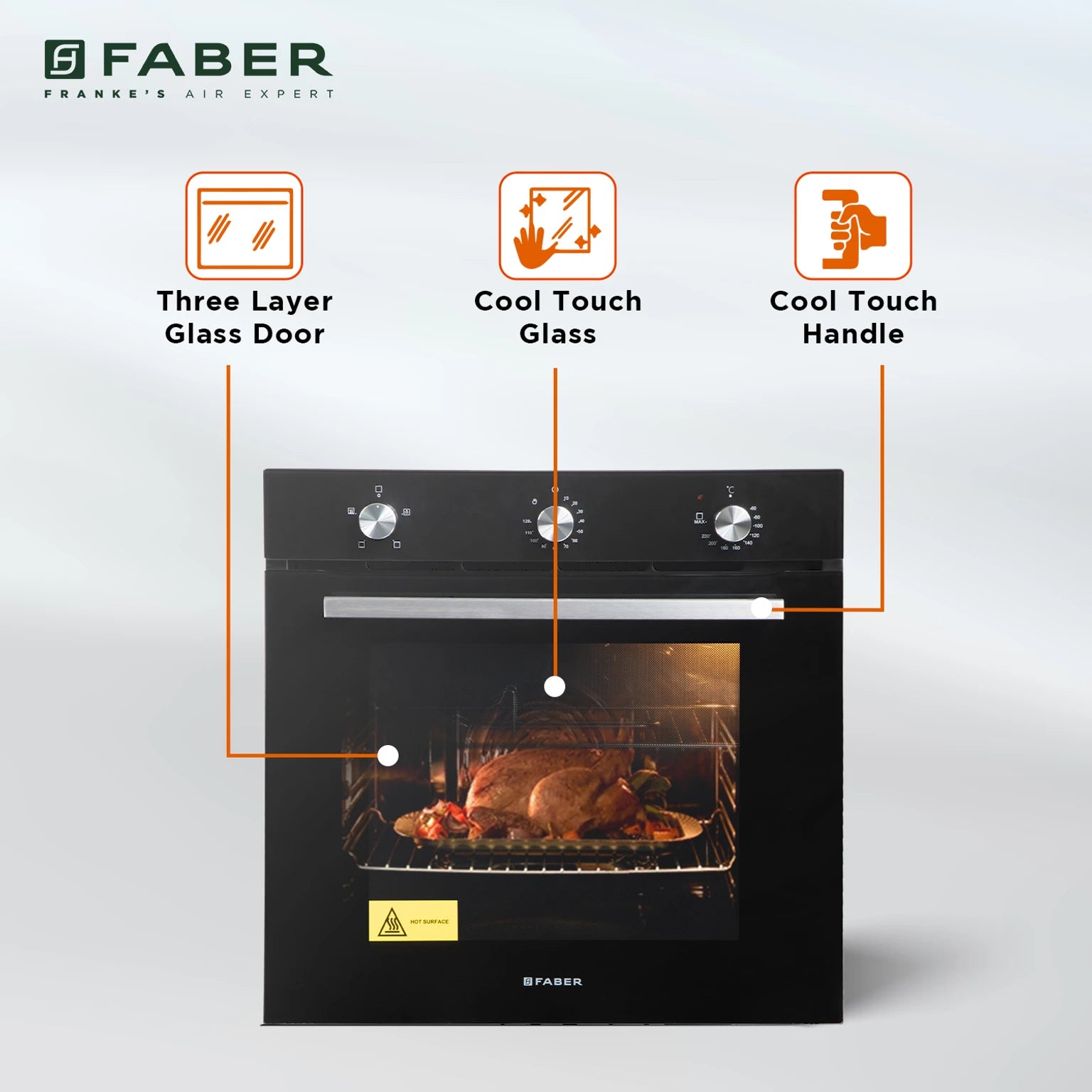 FABER 80-Litre Oven Toaster Grill OTG Built-In FBIO 80L 4F BK Black Finish Oven with Digital Display, Black