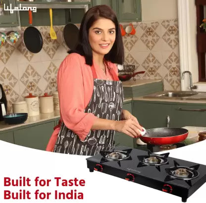 Lifelong LLGS23 Glass Manual Gas Stove (3 Burners)