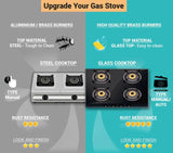 BAJAJ Majesty CGX3 Eco with AI Glass Manual Gas Stove  (3 Burners)