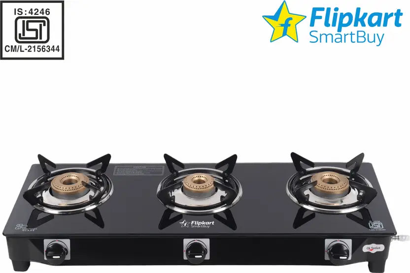 Flipkart Smart Buy 3B Glass Manual Gas Stove (3 Burners)