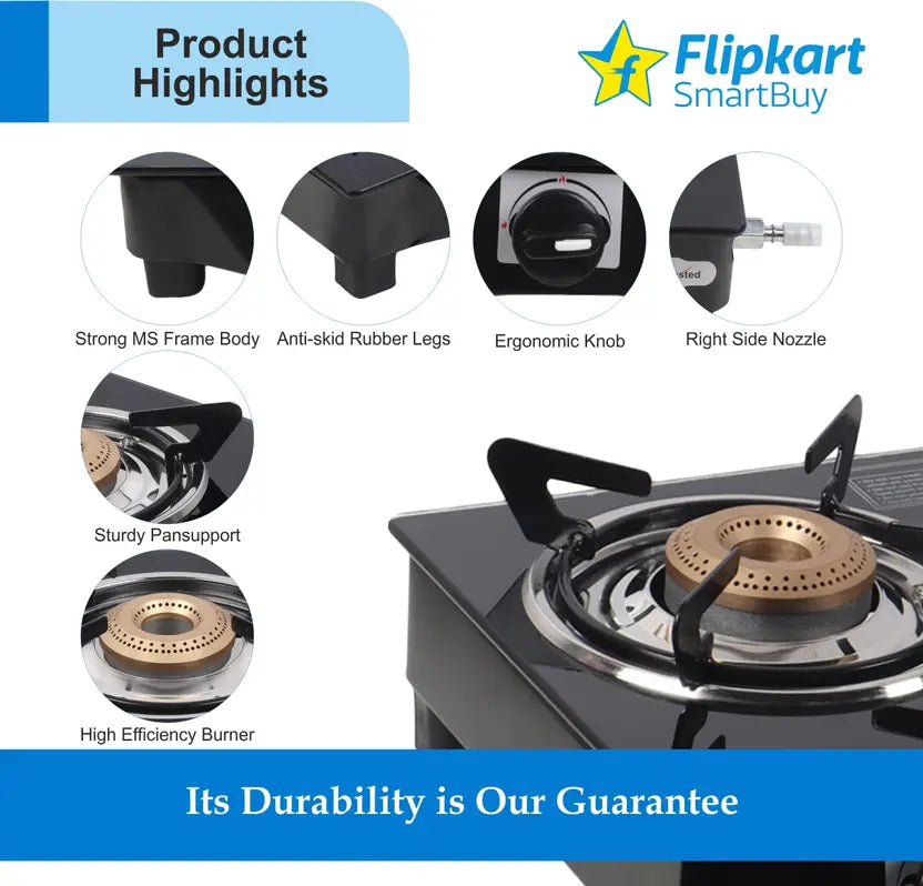 Flipkart Smart Buy 3B Glass Manual Gas Stove (3 Burners)