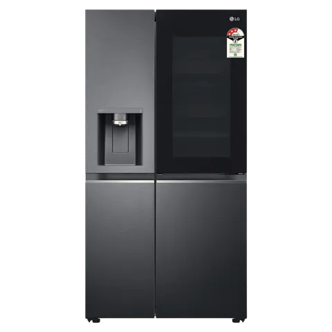LG 630 L, Frost-Free, Inverter, Wi-Fi Convertible, InstaView Door-In-Door, Side-By-Side Refrigerator with Ice and Water Dispenser (GL-X257AMC3, Matte Black, )