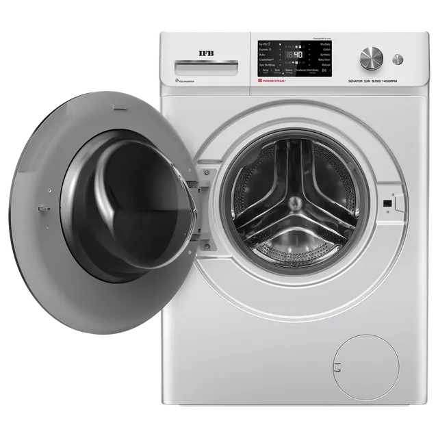 IFB 8 Kg 5 Star Powered by AI with 9 Swirl Wash, WiFi, Fully Automatic Front Load Washing Machine (Senator SXN 8014, Steam Refresh Program with Eco Inverter, Rich Silver)