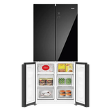 Haier 520 Litres 3 Star Frost Free French Door Convertible Refrigerator with Colorful Digital Display Panel (HRB-600KGU1, Black Glass)