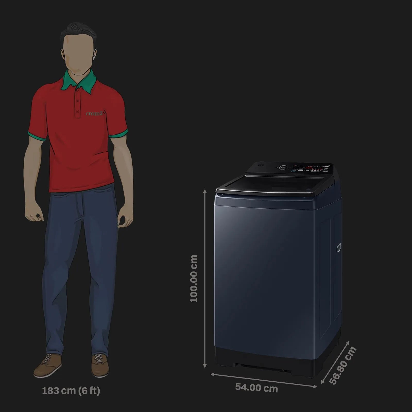 Samsung 10 Kg Top Loading Fully Automatic Washing Machine, WA80F10B3NTL, Brushed Navy