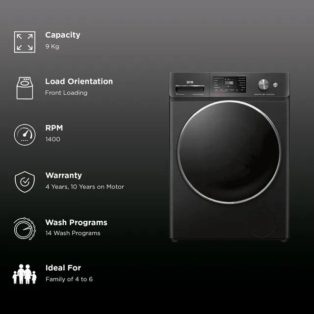 IFB 9/6/3 kg Wi-Fi Inverter Fully Automatic Front Load Washer Dryer Refresher (Executive ZBN, AI Technology, Black Hairline)