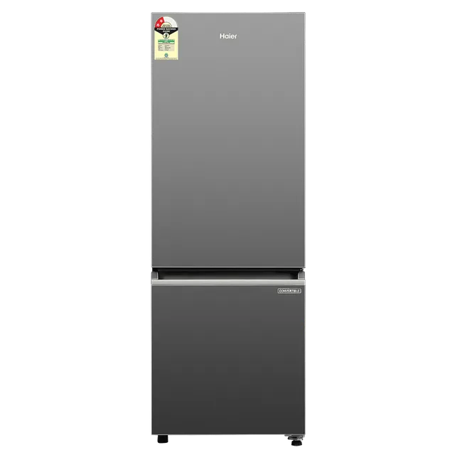 Haier 237 Litres 2 Star Frost Free Double Door Bottom Mount Convertible Refrigerator with Turbo Icing Technology (HRB-2872IBGB-P, GE Black)