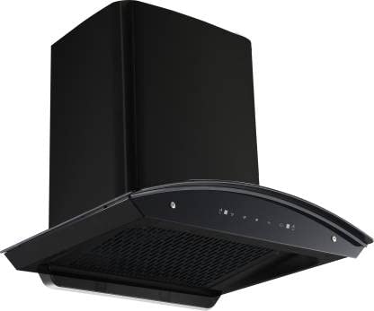 Hindware CHROMIA BLK RSN AC 60 | Filterless | 3 Speed Gesture Control | Thermal Auto Clean Wall Mounted Black 1200 CMH Chimney