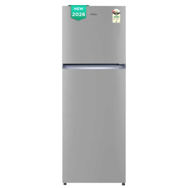 Haier 240L 2 Star Frost Free Double Door Refrigerator (HRF-2901IEBSA-P, Brushline Silver)