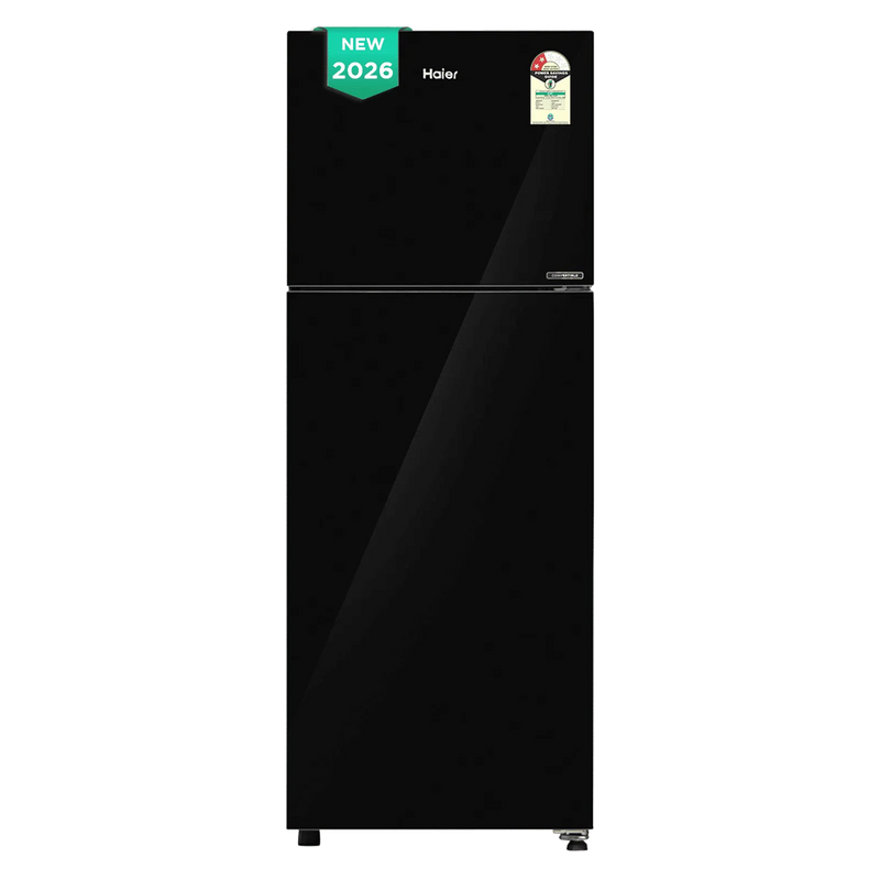 Haier 268 Litres 2 Star Frost Free Double Door Convertible Refrigerator with 200% Faster Ice Maker (HRF-3182PKGA-P, Black Glass) (2026 Model)