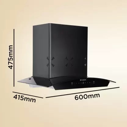 FABER HOOD ORIENT 3D IN HC SC FL BK 60 Auto Clean Curved Glass 60 cm| Touch & Gesture Control| Autoclean| Filterless|Powerful 3 way suction| Low Noise Wall Mounted Black 1250 CMH Chimney