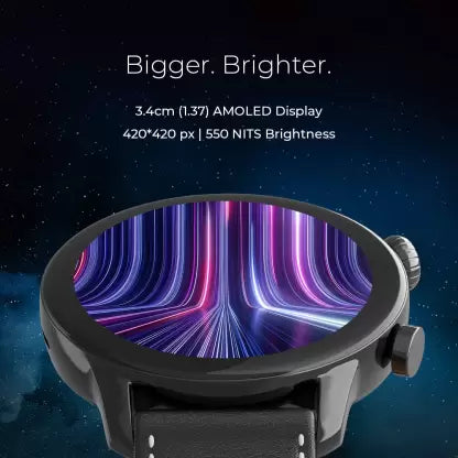 Gizmore GizFit GLOW AMOLED with 3.4 Cm | ALWAYS-ON | 550 NITS Brightness | BT Calling Smartwatch