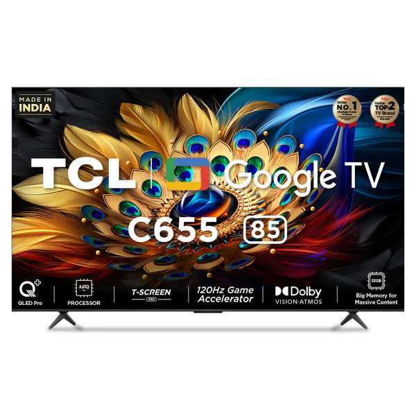 TCL 215 cm (85 inches) C655 Series 4K Ultra HD Smart QLED Google TV 85C655 (Black)