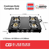 UCOOK JUNTO A Series 4 Burners Glass Top Glass Manual Gas Stove (4 Burners)