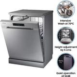 Samsung 13 Place Setting Freestanding Dishwasher with Intensive Wash (DW60M5042FS/TL, Stainless Steel, Stainless Steel Tub,Hygiene Clean, Height Adjustable Rack)