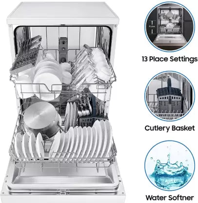 Samsung 13 Place Setting Freestanding Dishwasher with Intensive Wash (DW60M5042FS/TL, Stainless Steel, Stainless Steel Tub,Hygiene Clean, Height Adjustable Rack)