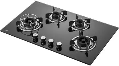 Kaff CRH 804 Black Coated Tornado Style Burners Dual Flame Auto Electric ignition Glass Automatic Hob  4 Burners