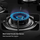 Kaff CRH 804 Black Coated Tornado Style Burners Dual Flame Auto Electric ignition Glass Automatic Hob  4 Burners