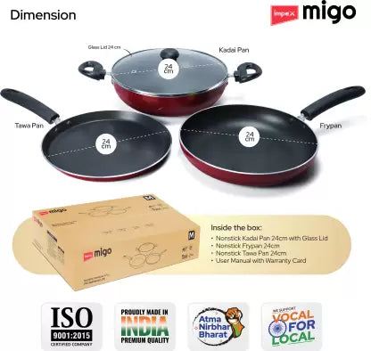 IMPEX Non-Induction base Festival Gift Set FKT(M), 3mm Thickness, Non-Stick Coated Cookware Set