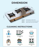 Pigeon Special Cooktop Glass Manual Gas Stove (3 Burners)