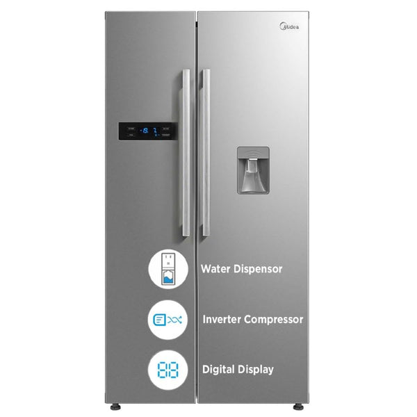 MRF5920WDSSF,Midea,Side By Side ,584 L ,Inverter, Water Dispenser, Silver (SS Finish) (open Box Like New)