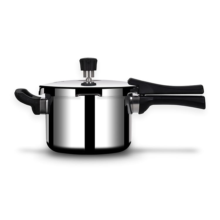 Arttdinox Stellar Stainless Steel Triply 5 LTR Mirror Finish Pressure Cooker with Gasket | Rivetless Handle | Induction & Gas Base | 7 Yrs Warranty | Jindal Stainless