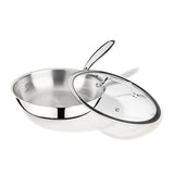 Arttdinox by Jindal Lifestyle Reflecto TriPly Stainless Steel Frypan with Glass Lid | Steel Fry pan for Cooking | Frying pan Triply | Gas & Induction Compatible, 2.0L/ 24cm, Silver | Jindal Stainless