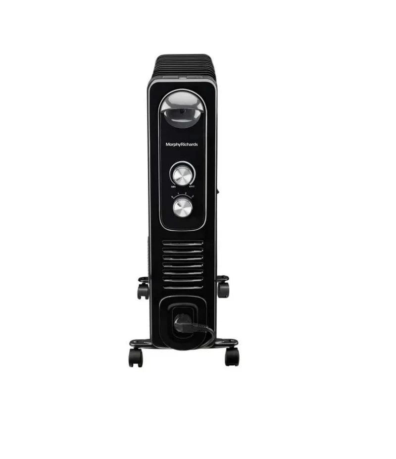 Morphy Richards 11F Heat Wave Oil Filled 2600W Room Heater | 2200W + 400W PTC Fan | 11 Fins | Adjustable Thermostat | Overheat & Tip-Over Protection | Silent Heating | Black | 2 ye