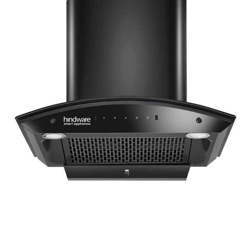 Hindware Divina 60 C BLK 1200 m³/hr Auto-Clean Kitchen Chimney With Motion Sensor & Touch Control (Black) f & Life Time warranty*