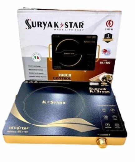 Surya K-Star 2500W Infrared Cooktop, Touch Control, Insect Proof Design, Multi Cooking Function, Model SK-1100, Black