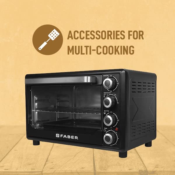 Faber 45L 2000W OTG | Bake, Toast, Roast, Grill | 4 Heating Functions, Upper & Lower Heating, Rottisserie, 360