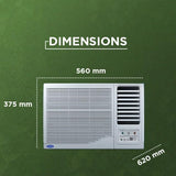 Carrier Estrella Gx 1 Ton 2 Star Window Air Conditioner (R32 Refrigerant, Turbo Mode, Energy Saver, Dust Filter, High Ambient Cooling up to 50°C, White) CAW12EC2R36F0