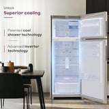 Godrej 223L 2 Star| New Launch| AI Powered| 30 days Farm Freshness| 360° Cooling| Inverter Frost Free Double Door Refrigerator (RF EON 244BN RI ST GL, Steel Glow)