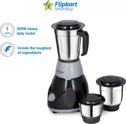 Flipkart SmartBuy Storm PowerChef 500 W Mixer Grinder (3 Jars, Grey, Black)