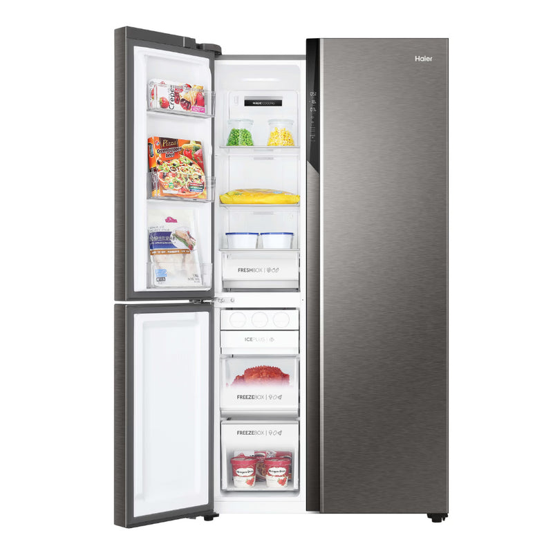 Haier 598L 3 Star 3-Door Side by Side Frost Free Refrigerator (HRT-683ISU1, Inox Steel)