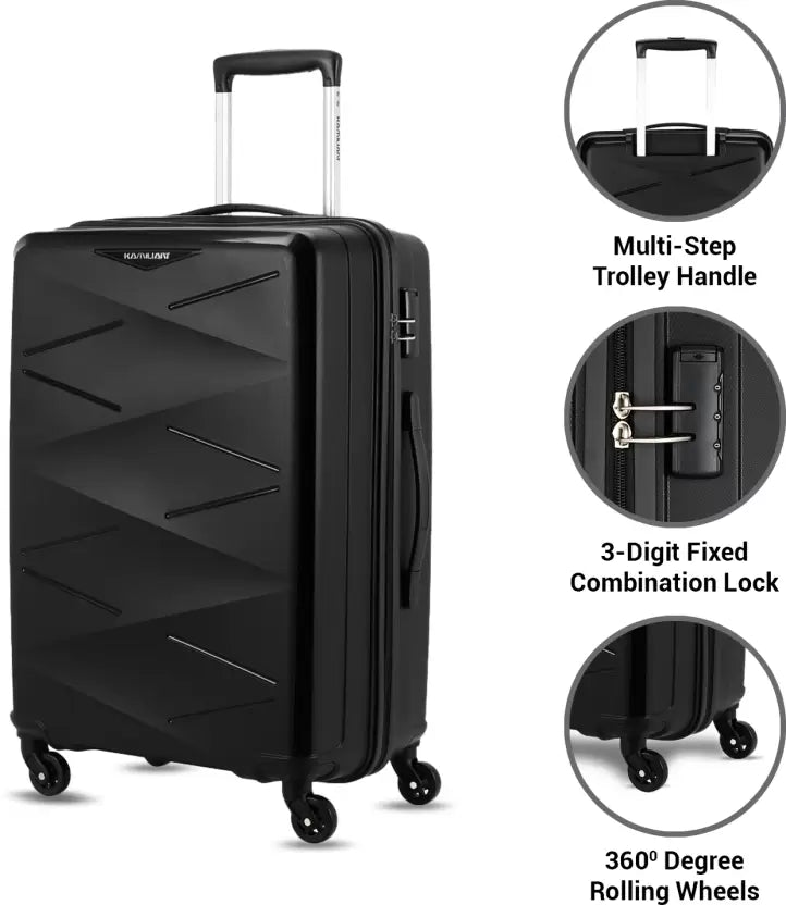 Kamiliant by American Tourister Kam Triprism Sp 68Cm - Black Check-in Suitcase - 27 inch