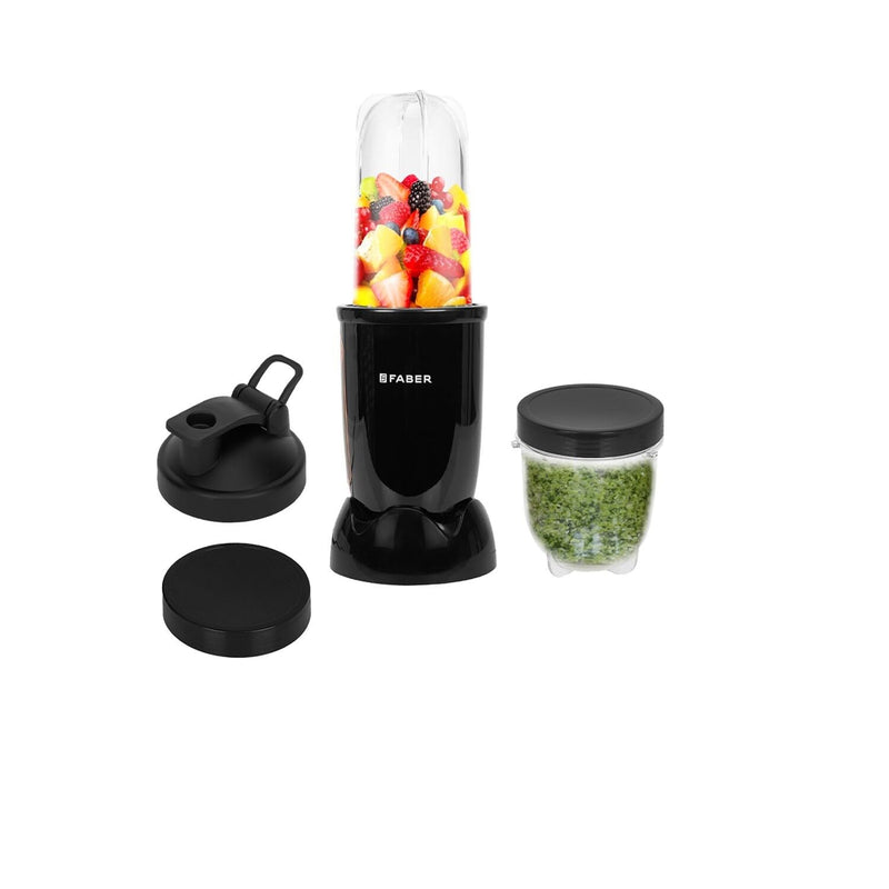 Faber Sportz 2-in-1 Nutrifit Nero Blender Mixer Grinder - 400W, 100% Copper Motor, Detachable SS Blade, 500ML & 300ML Jars, Wet & Dry Grinding, Smoothie Maker