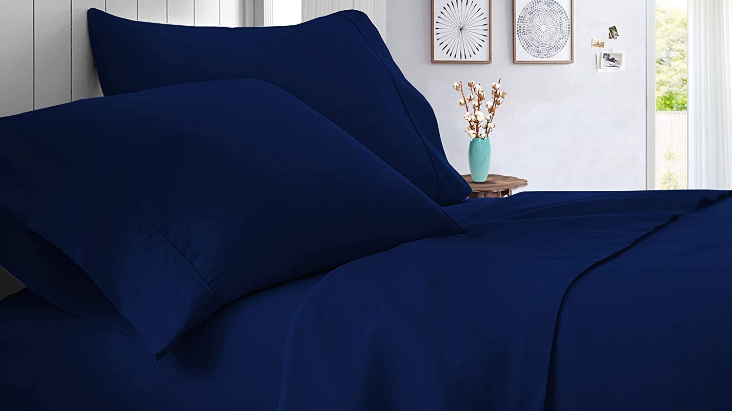 Livpure Smart Cotton King Fitted 1 Bedsheet (Navy Blue)|78X80 Inches LSH-N-BST-FCBSG311