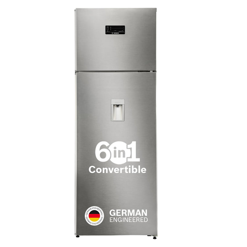 Bosch 368L, 1 Star, Frost Free Double Door Refrigerator with 2.5 L Water Dispenser | 6-in-1 Convertible Storage Modes | Fresh up to 10 Days | Touch Panel | 2 Cooling System (CTC39S