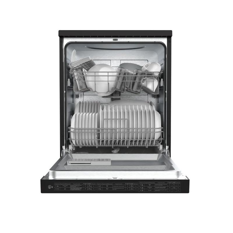 MIDEA 13 Place Setting Freestanding Dishwasher (MDWPF1301F(B), Black,7 wash program, Child Lock, Extra Dry & Intensive 70 degree wash, A++ Energy Efficient,Delay Timer, Half Load, Adjustable Basket)