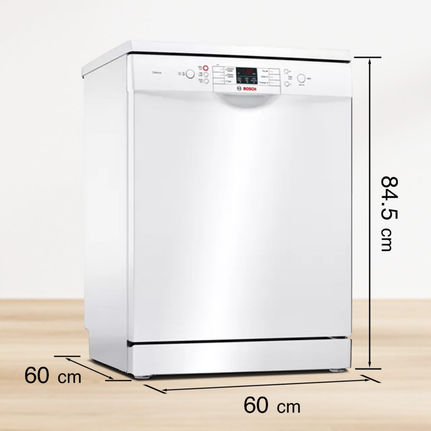 Bosch 13 Place Setting, EcoSilence Drive, Hygiene plus with Intensive Kadhai program, Adjustable Upper Rack Free Standing Dishwasher, World No.1 Brand in Dishwasher (SMS66GW01I, White, Inbuilt heater)