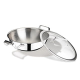 Arttdinox by Jindal Lifestyle Reflecto Triply Stainless Steel Shallow Kadai with Glass Lid | Kadhai Triply | Triply Small Kadai | Gas and Induction Compatible, 2.3L/22cm, Silver | Jindal Stainless