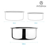 Arttdinox by Jindal Lifestyle Reflecto Triply Stainless Steel Tope with Lid | Tope Stainless Steel | Tope Stainless Steel 3Ltr | Milk Tope with Lid, Silver | Jindal Stainless