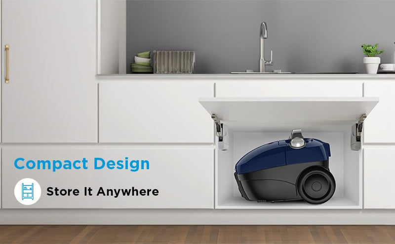 Midea 11S Bagged Vacuum Cleaner | 1400 W Motor | 18kPa Powerful Suction Control | 3 Free Paper dust Bag | Free Multiple Accessories | Dustbag Full Indicator | 5m auto Rewind Cord
